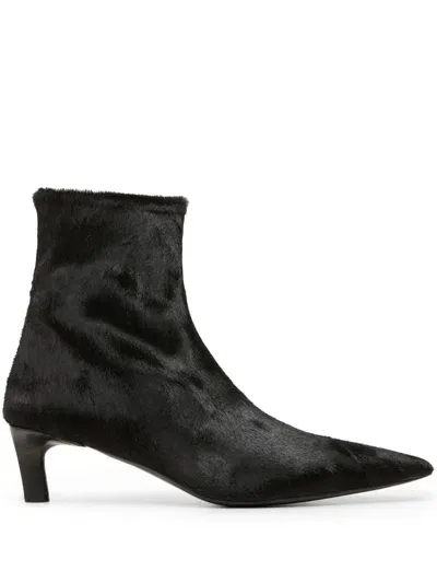 Marsèll Calf Hair Pointed Toe Boots In Black