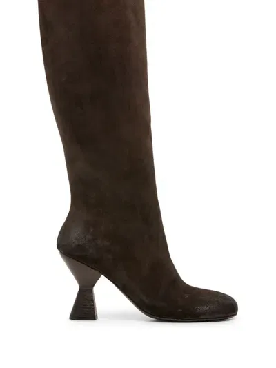 Marsèll Knee-high Suede Boots In Brown