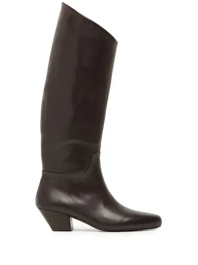 Marsèll Knee-length Leather Boots In Brown