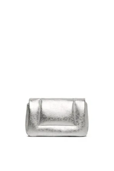 Marsèll Cornice Laminated Leather Clutch In Silver