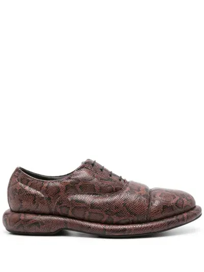 Martine Rose Brown Snakeskin-effect Oxford Shoes In Braun