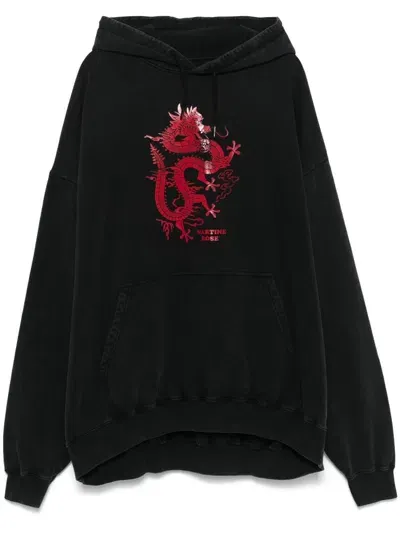 Martine Rose Dragon Print Hoodie In Black