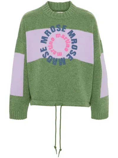 Martine Rose Logo-print Intarsia-knit Sweater In Green