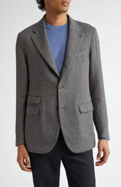 Massimo Alba Herringbone Virgin Wool & Linen Sport Coat In Grey Multi