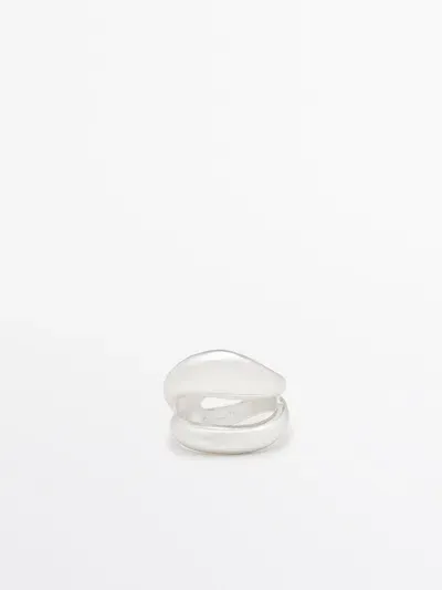 Massimo Dutti Doppelter, Asymmetrischer Ring In Silber