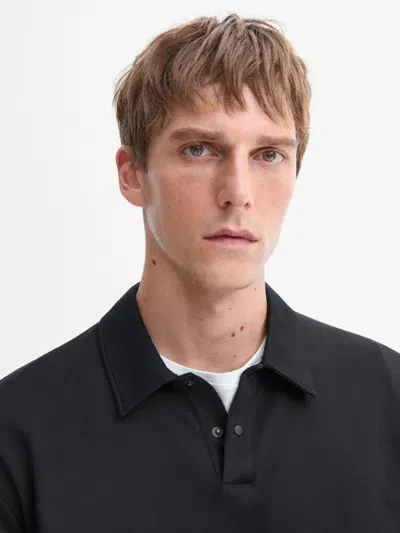 Massimo Dutti Poloshirt Aus Reiner Baumwolle Mit Geknöpftem Kragen In Black