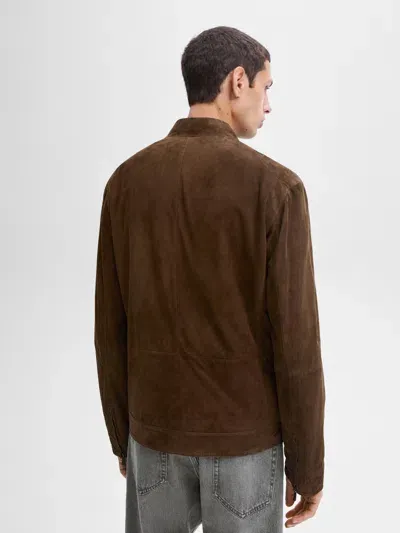 Massimo Dutti Suede Leather Jacket Zipper In Braun