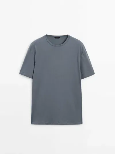 Massimo Dutti T-shirt 100% Baumwolle In Gray