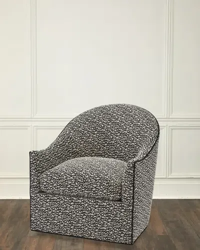 Massoud Garvey Swivel Chair In Black, White