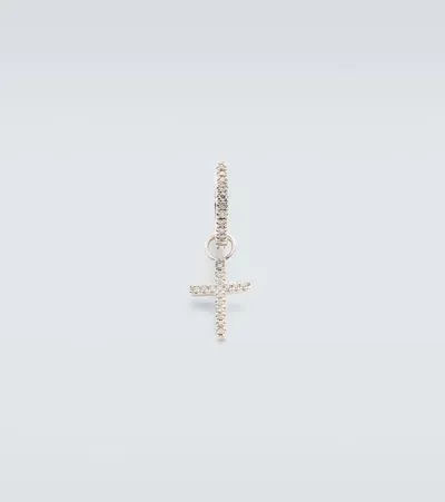 Mateo 14kt White Gold Single Hoop Earring With Diamonds