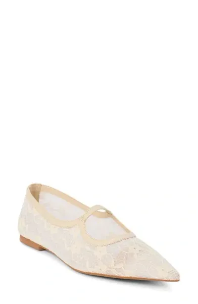 Matisse Fleur Pointed Toe Flat In Ivory Lace