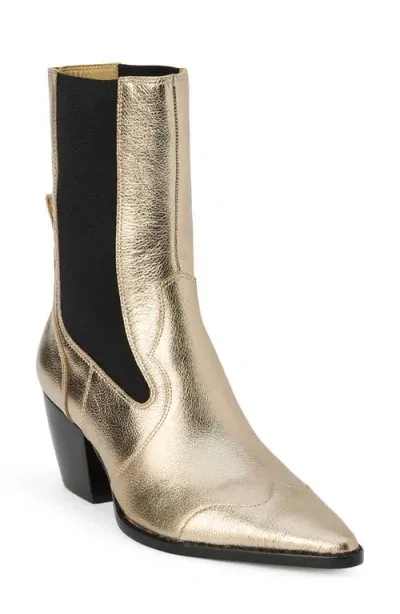 Matisse Keith Lizard Embossed Chelsea Boot In Gold Crinkle