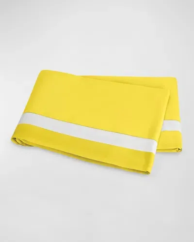 Matouk Ambrose Full/queen Flat Sheet In Lemon/bone