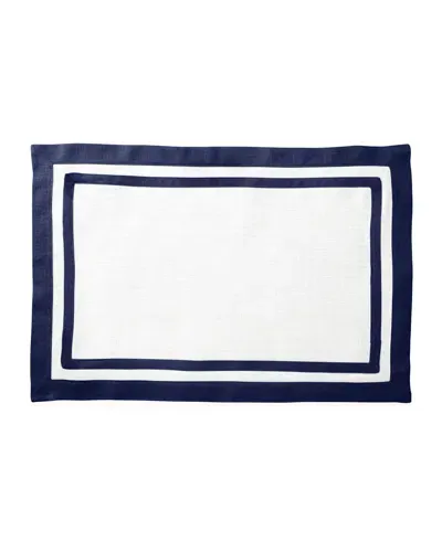 Matouk Casual Couture Double Border Rectangle Placemats, Set Of 4 In Sapphire