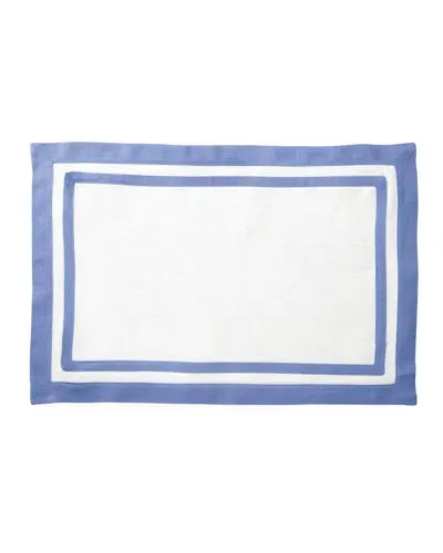 Matouk Casual Couture Double Border Rectangle Placemats, Set Of 4 In Sky Blue