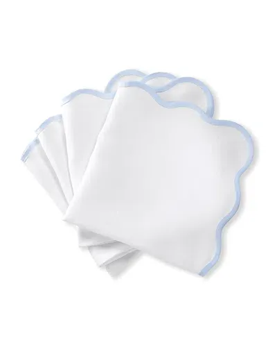 Matouk Casual Couture Scallop Napkins, Set Of 4 In Ice Blue