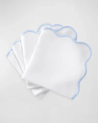 Matouk Scallop Edge Napkin In Ice Blue/navy