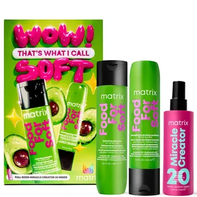 Matrix Food For Soft Hydrating Shampoo, Conditioner And Miracle Creator Leave-in Spray Haircare Gift Set Fo In White