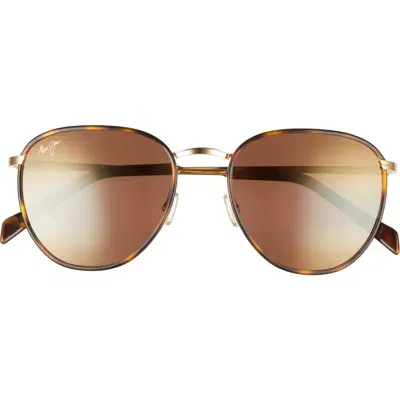 Maui Jim Noni 54mm Polarizedplus® Round Sunglasses In Tortoise With Gold/hcl Bronze