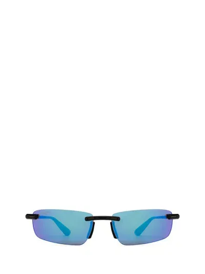 Maui Jim Sunglasses In Shiny Black W/ Blue