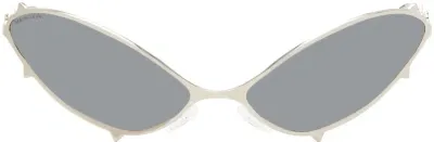 Maustein Silver Metal Spike Sunglasses In Silver/silver Mirror