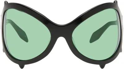 Maustein Ssense Exclusive Black Bug Spike Sunglasses In Black/acid Green