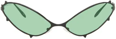 Maustein Ssense Exclusive Black Metal Spike Sunglasses In Black/acid Green