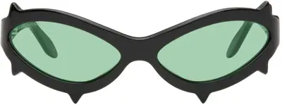 Maustein Ssense Exclusive Black Spike Sunglasses In Black/acid Green