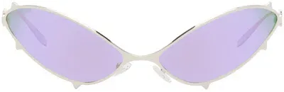 Maustein Ssense Exclusive Silver Metal Spike Sunglasses In Silver/purple Revo