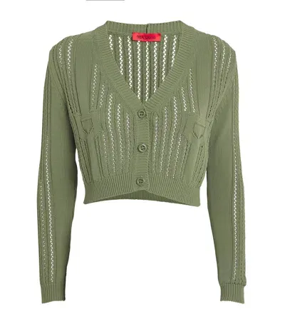 Max & Co Cotton-blend Openwork Cardigan In Green