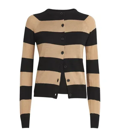 Max & Co Virgin Wool Striped Cardigan In Black