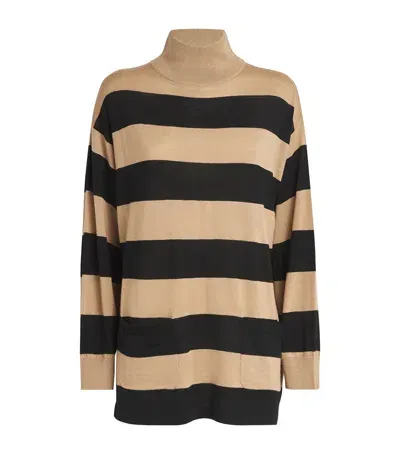 Max & Co Virgin Wool Striped Sweater In Black