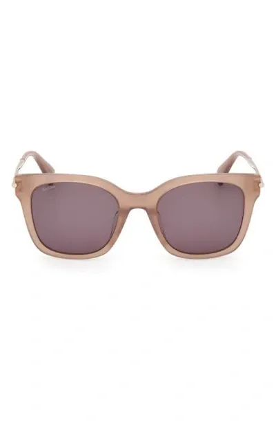 Max Mara 53mm Square Sunglasses In Shiny Beige/brown