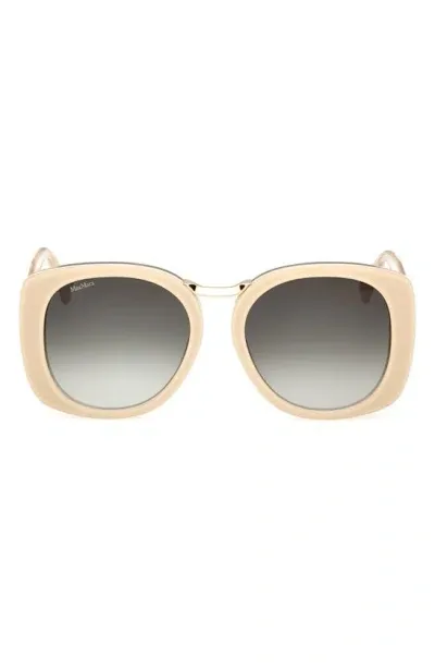 Max Mara 55mm Round Sunglasses In White/green