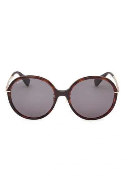 Max Mara 58mm Round Sunglasses In Dark Havana/smoke