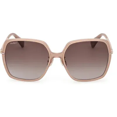 Max Mara 59mm Round Sunglasses In Shiny Beige/gradient Brown