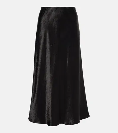 Max Mara Alessio Satin Midi Skirt In Black