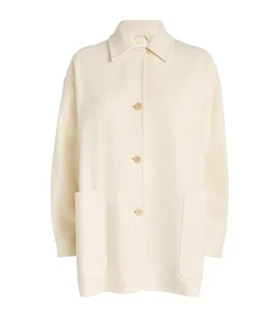 Max Mara Alpaca-cashmere Shirt Jacket In White