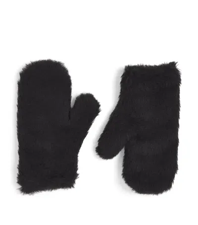 Max Mara Alpaca-wool-silk Gloves In Black