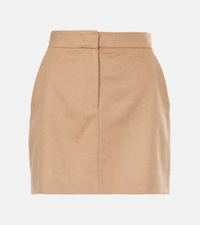 Max Mara Ancella Camel Hair Miniskirt In Beige