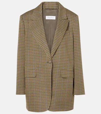 Max Mara Atlanta Houndstooth Wool-blend Blazer In Brown