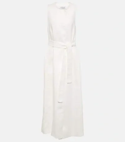 Max Mara Aureo Belted Linen Shirtdress In White