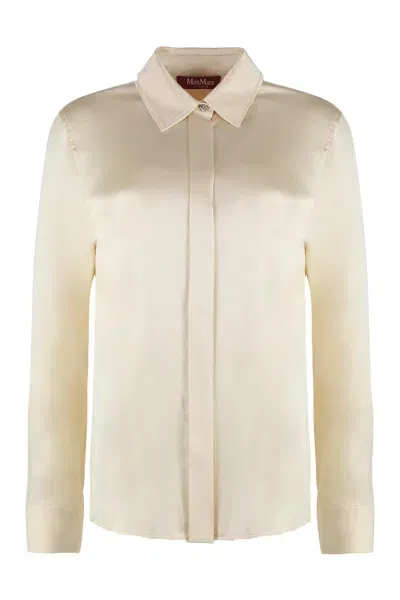 Max Mara Baden Silk Shirt In Green