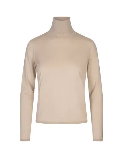 Max Mara Beige Adda Turtleneck Sweater In Brown