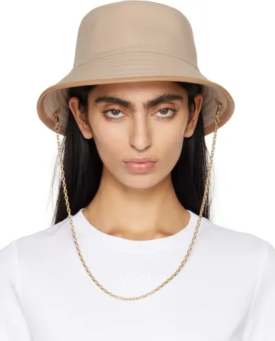 Max Mara Beige Embroidered Bucket Hat In 2 Sand