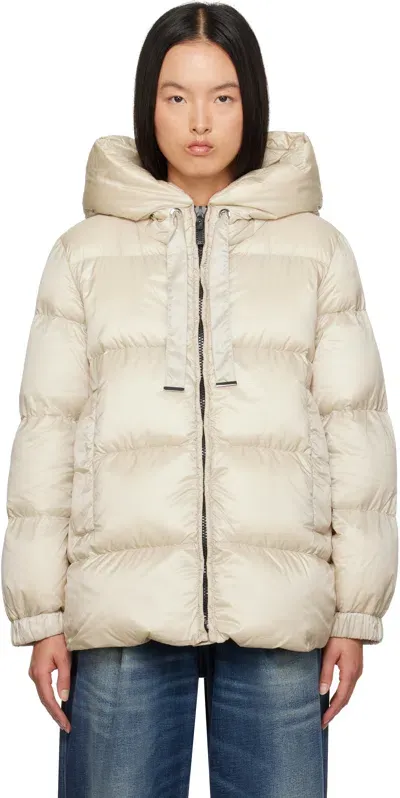 Max Mara Beige Seia Down Jacket In 012 Ecru