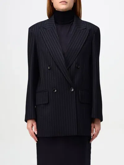 Max Mara Pinstriped Double-breasted Blazer In Blau