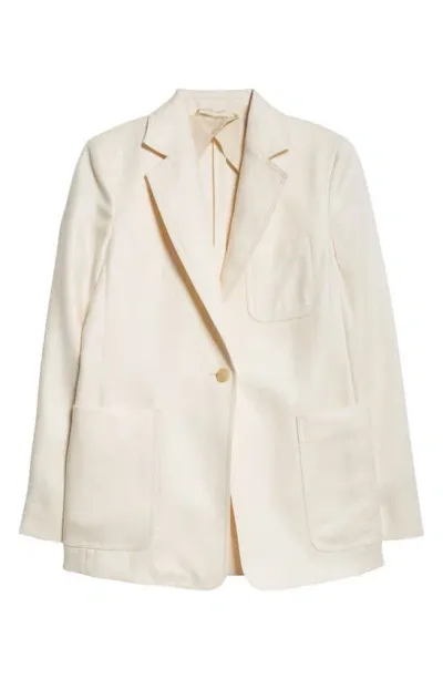 Max Mara Womens Sand Mosa Single-breasted Linen-cotton Blend Blazer In Cream