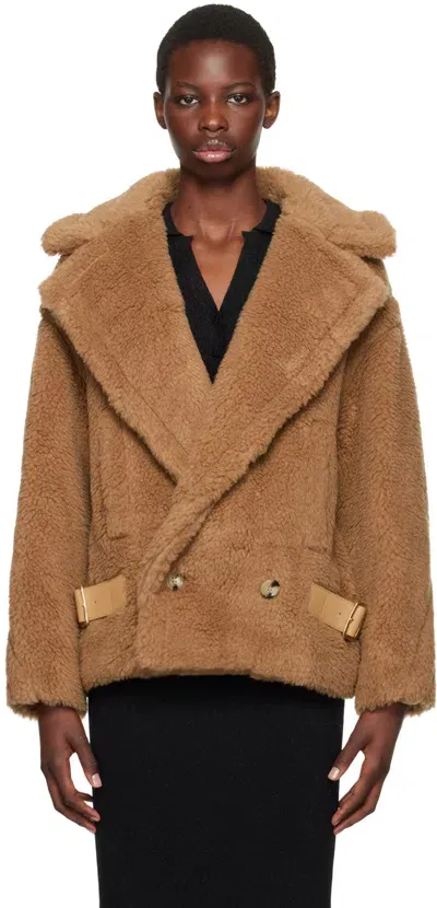 Max Mara Brown Vanadio Camel Wool Jacket In White