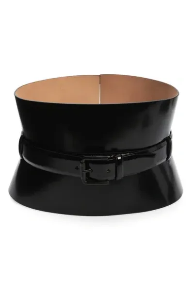 Max Mara Bustier 175 Leather Belt In Black